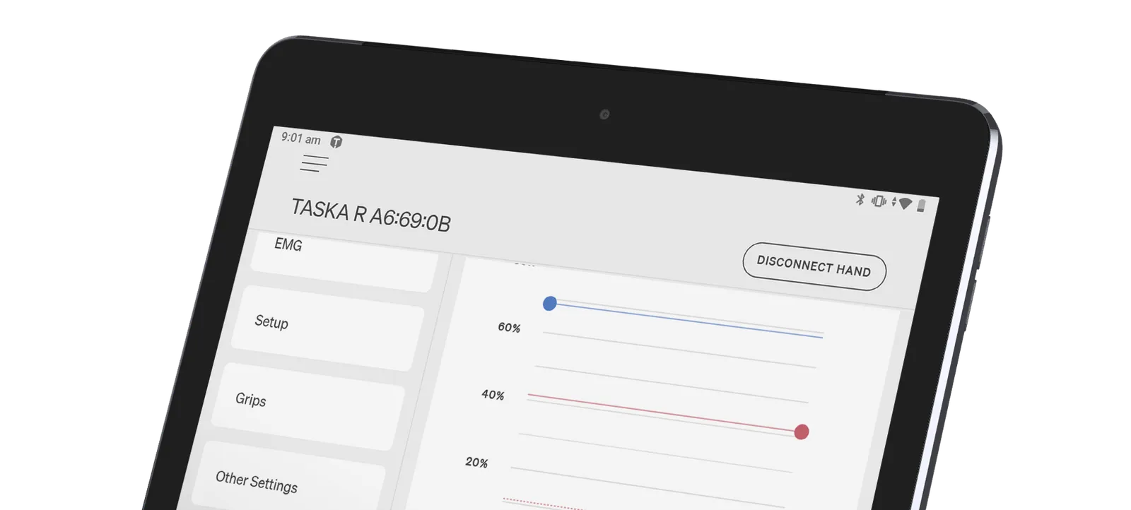 Open Close Signals MyTASKA app | TASKA Prosthetics